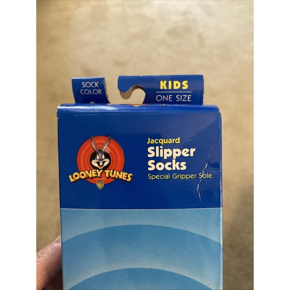 ***VINTAGE*** 1998 NEW LOONEY TUNES JACQUARD‎ SLIPPER SOCKS KIDS 6-8.5 TWEETY - Picture 2 of 16